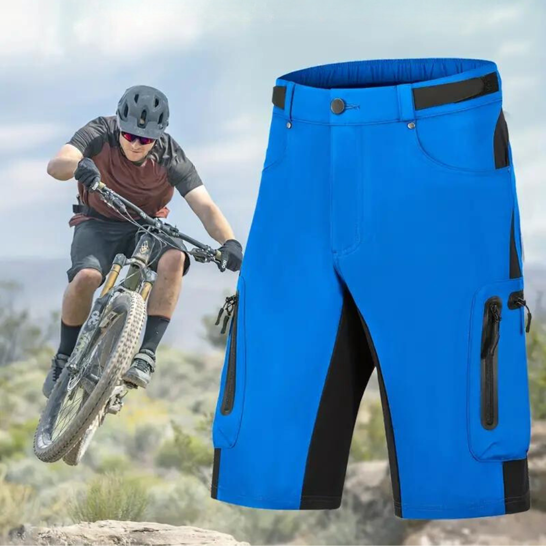 Short VTT Homme Cargo Respirant à Séchage Rapide, Poches Zippées et Tissu Technique Extensible