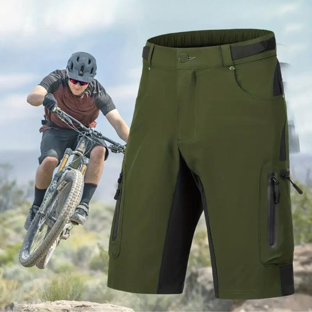 Short VTT Homme Cargo Respirant à Séchage Rapide, Poches Zippées et Tissu Technique Extensible