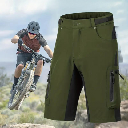 Short VTT Homme Cargo Respirant à Séchage Rapide, Poches Zippées et Tissu Technique Extensible