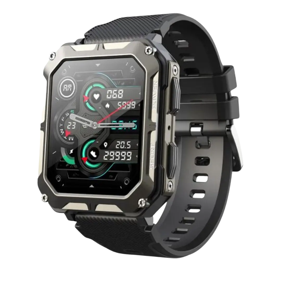 Montre Connectée Robuste Étanche IP68, Cardio et Podomètre, Autonomie Jusqu'à 14 Jours