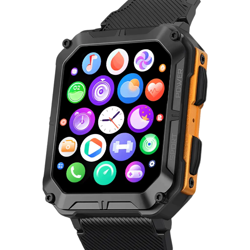 Montre Connectée Robuste Étanche IP68, Cardio et Podomètre, Autonomie Jusqu'à 14 Jours