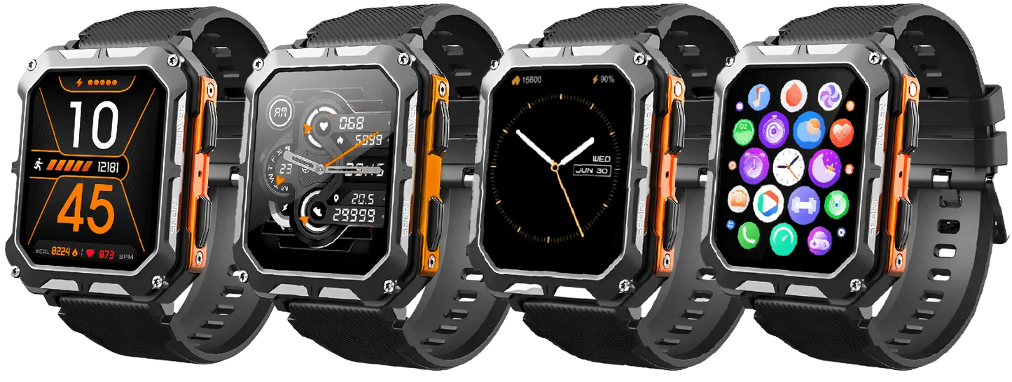 Montre Connectée Robuste Étanche IP68, Cardio et Podomètre, Autonomie Jusqu'à 14 Jours