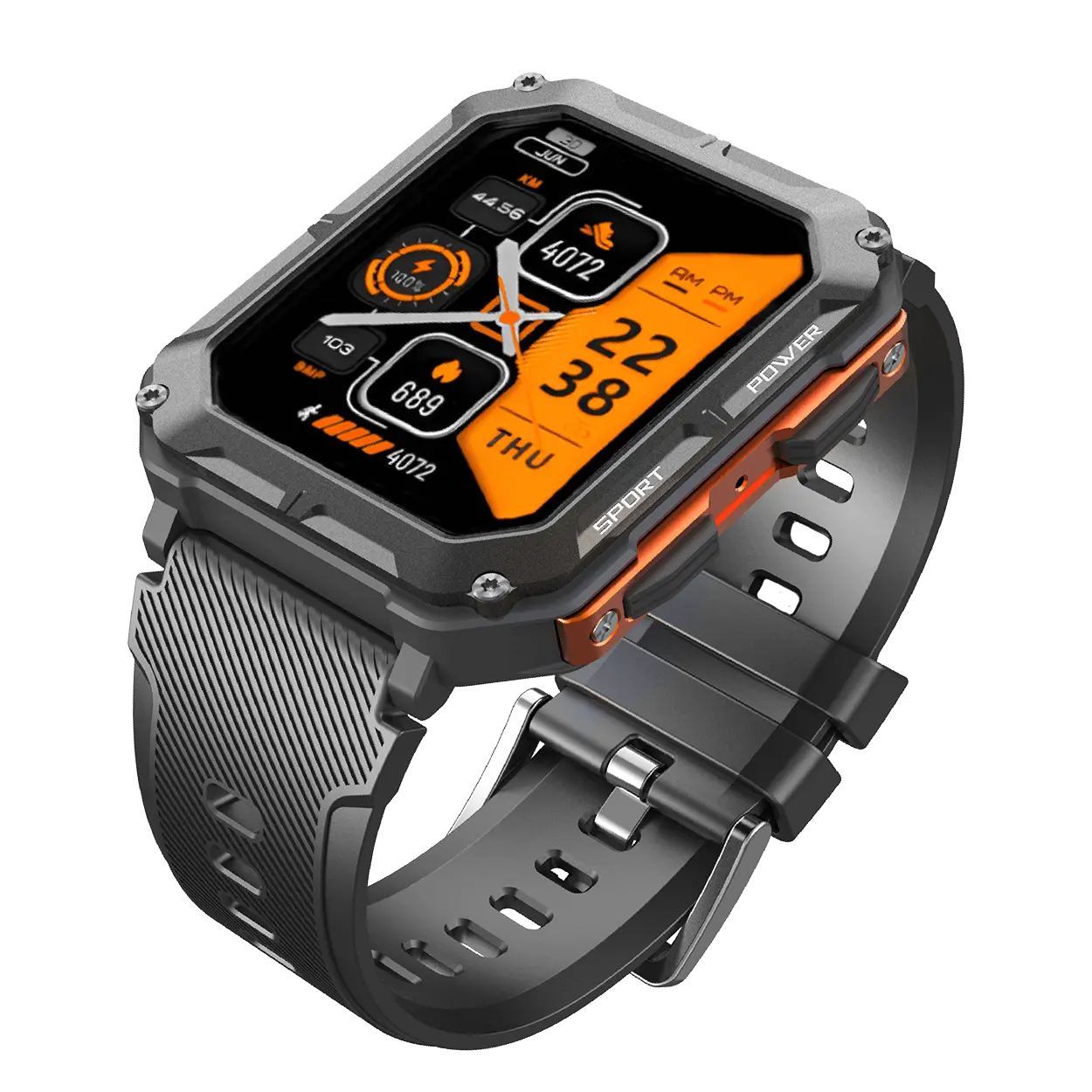 Montre Connectée Robuste Étanche IP68, Cardio et Podomètre, Autonomie Jusqu'à 14 Jours