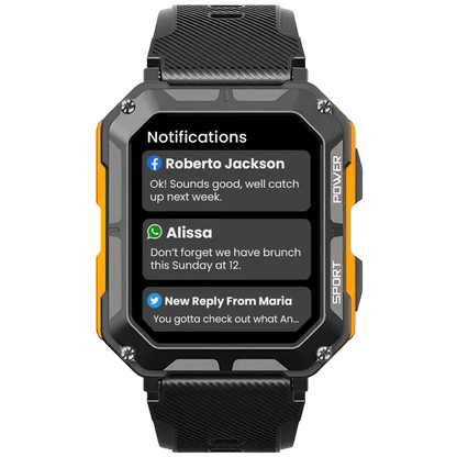 Montre Connectée Robuste Étanche IP68, Cardio et Podomètre, Autonomie Jusqu'à 14 Jours