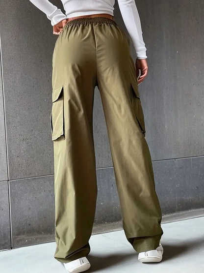 Pantalon Cargo Femme - Taille Élastique Coupe Droite Confortable