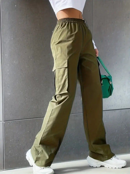 Pantalon Cargo Femme - Taille Élastique Coupe Droite Confortable