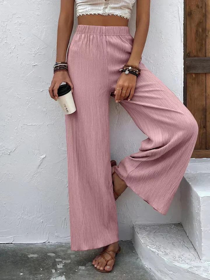 Pantalon Large Femme - Taille Haute Confortable et Léger