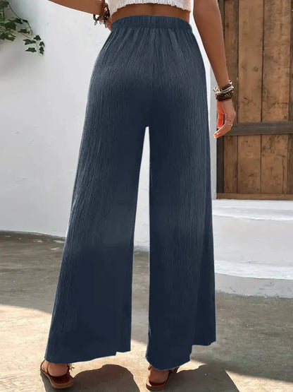 Pantalon Large Femme - Taille Haute Confortable et Léger