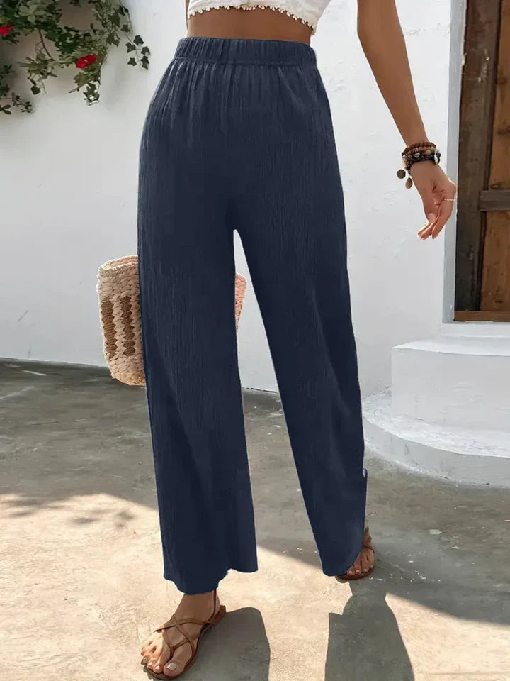 Pantalon Large Femme - Taille Haute Confortable et Léger
