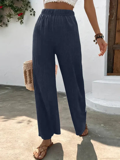 Pantalon Large Femme - Taille Haute Confortable et Léger