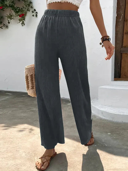 Pantalon Large Femme - Taille Haute Confortable et Léger