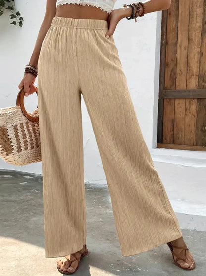 Pantalon Large Femme - Taille Haute Confortable et Léger