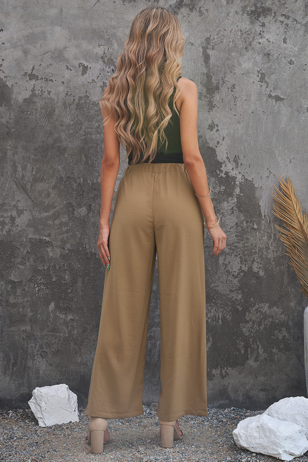 Pantalon Large Femme - Taille Haute Élastique