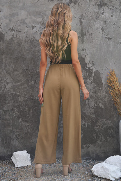 Pantalon Large Femme - Taille Haute Élastique
