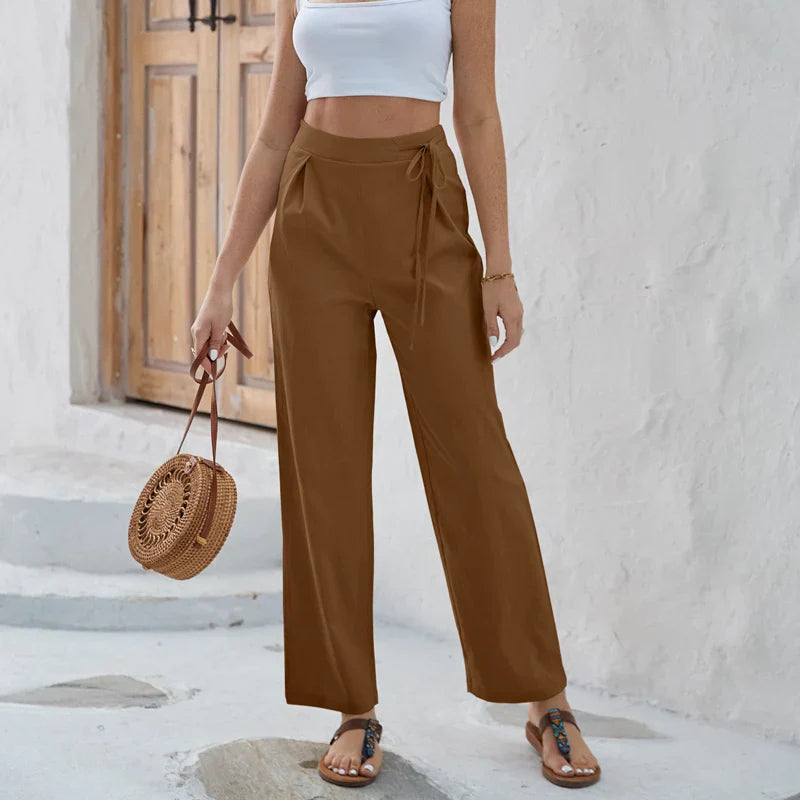 Pantalon Large Taille Haute Femme
