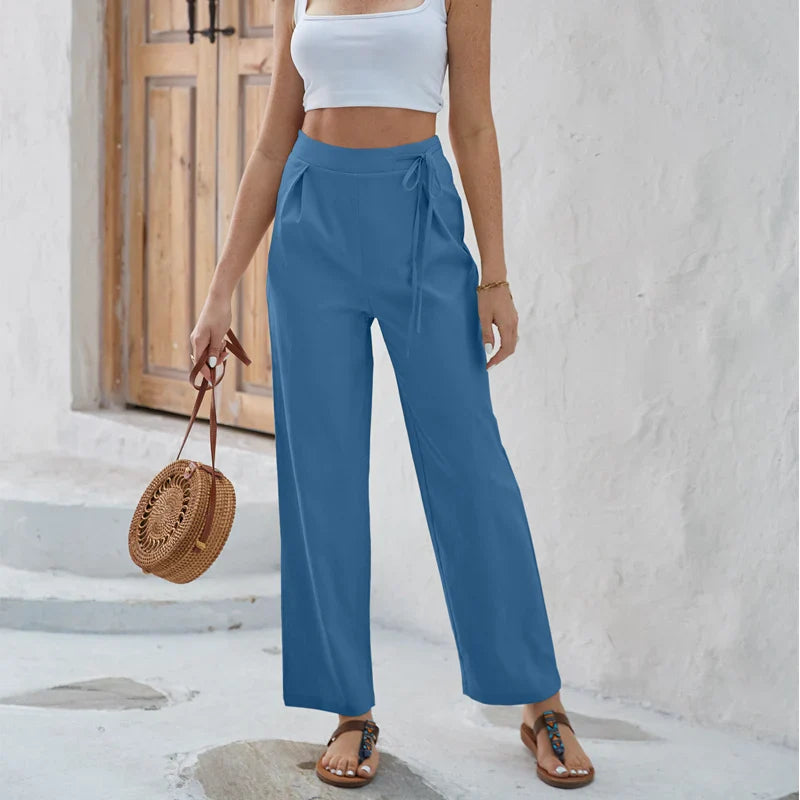 Pantalon Large Taille Haute Femme