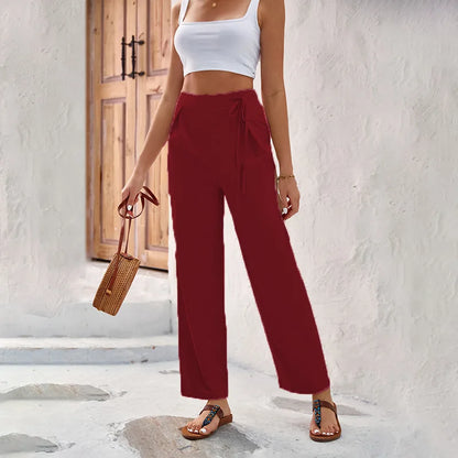 Pantalon Large Taille Haute Femme