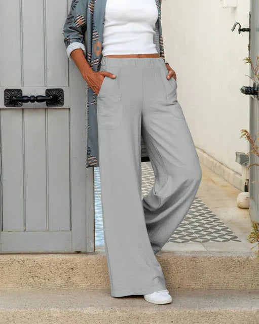 Pantalon large femme – Taille haute Poches pratiques