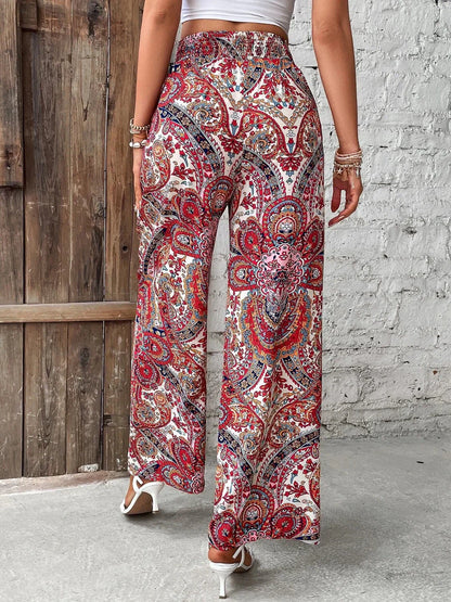 Pantalon large femme - Taille haute élastique