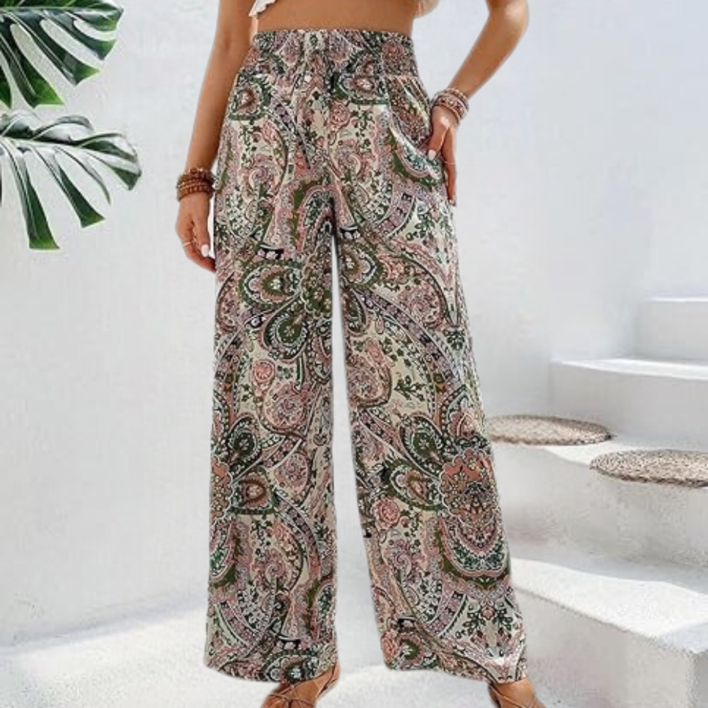 Pantalon large femme - Taille élastiquet fluide