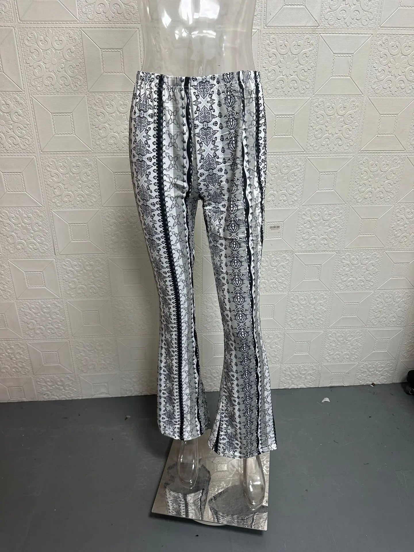 Pantalon Évasé Taille Haute Femme –  Style Rétro Imprimé