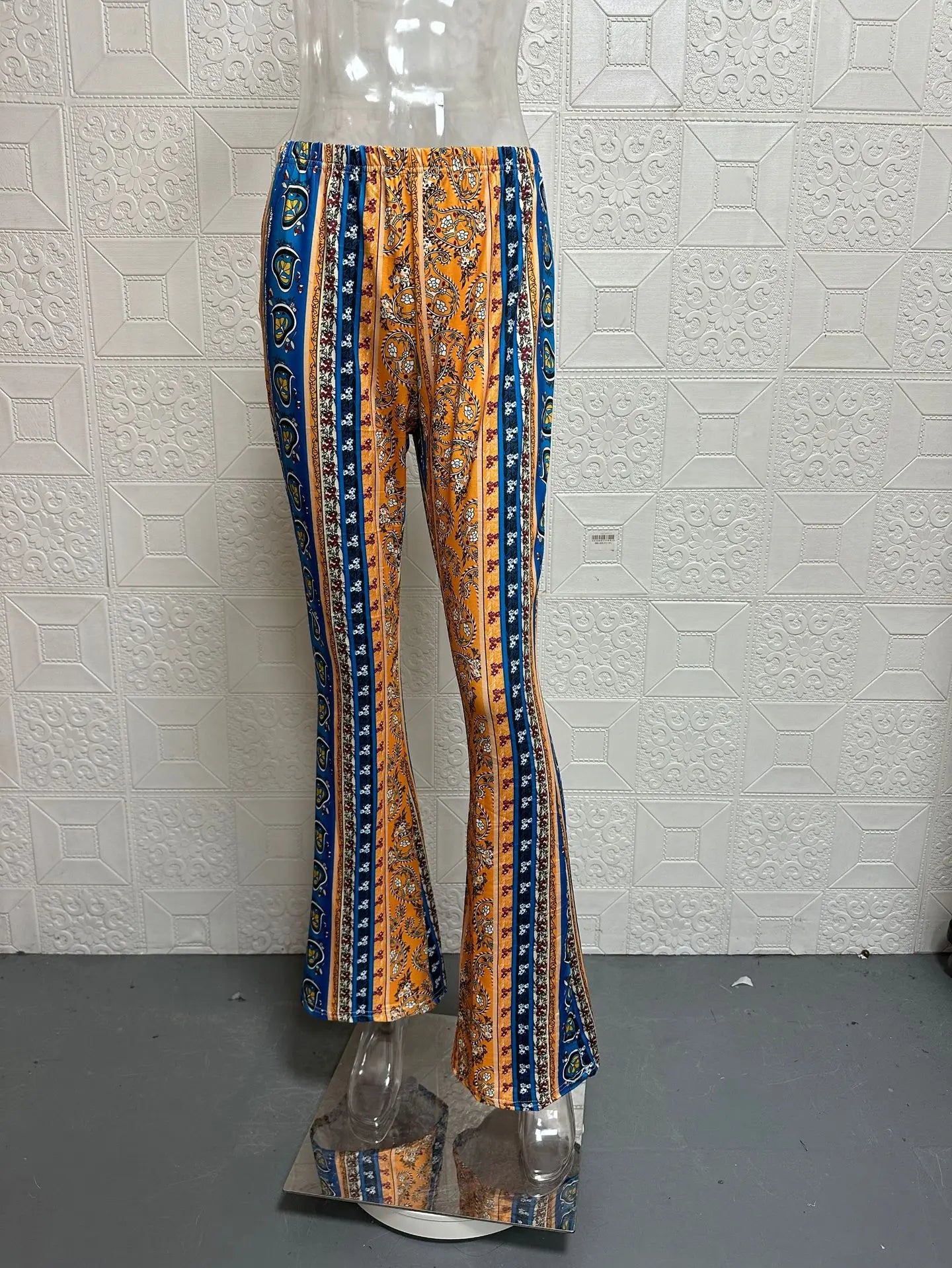 Pantalon Évasé Taille Haute Femme –  Style Rétro Imprimé