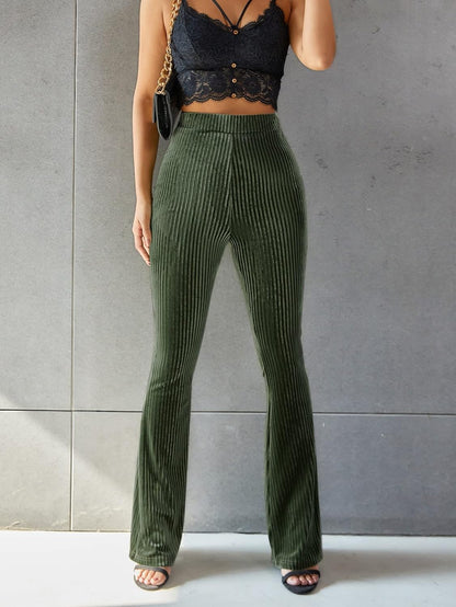 Pantalon Évasé Taille Haute Femme - Velours Côtelé