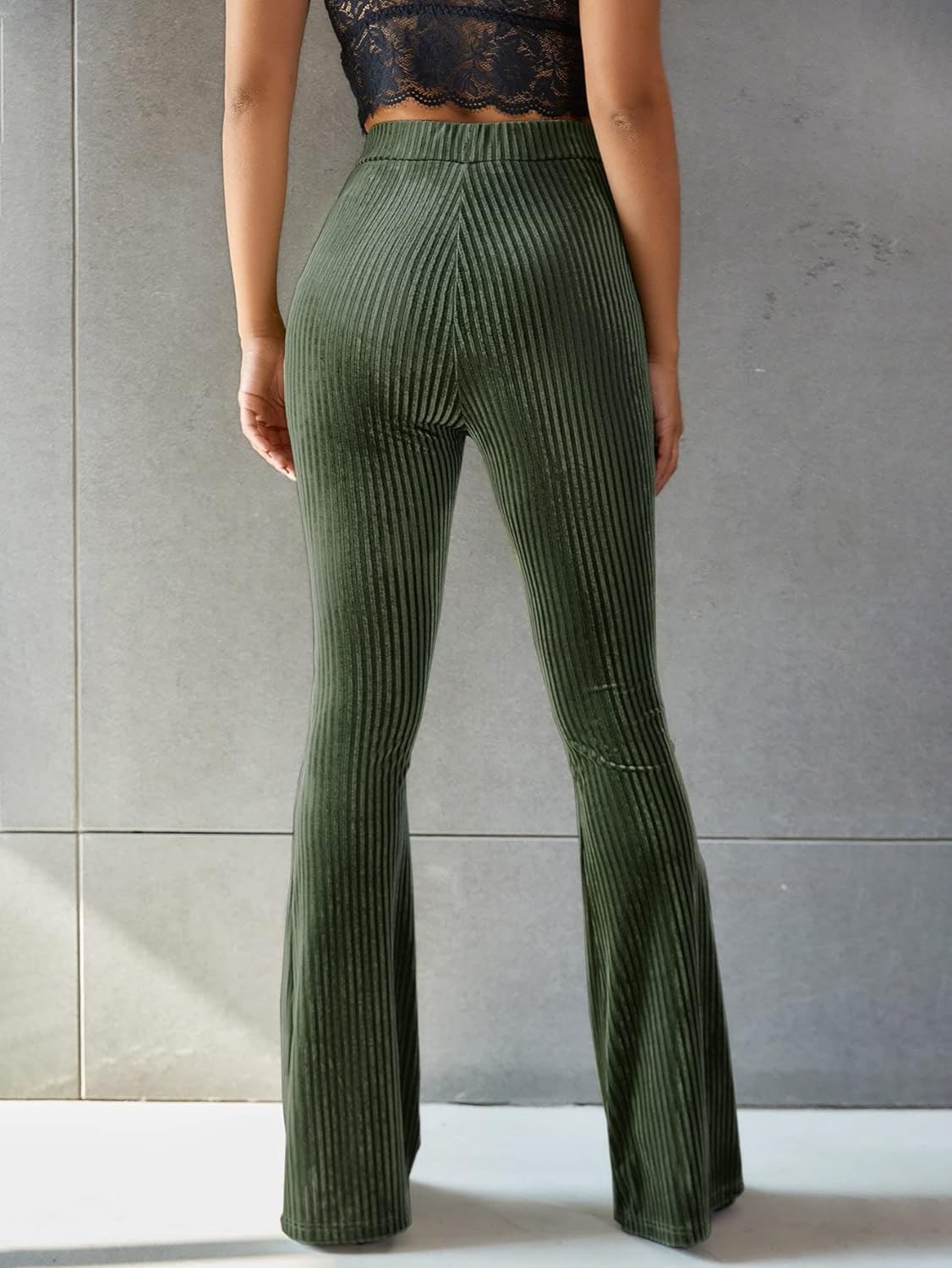 Pantalon Évasé Taille Haute Femme - Velours Côtelé
