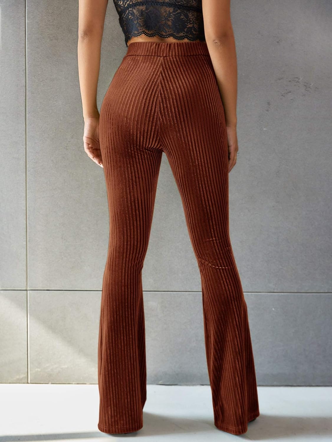 Pantalon Évasé Taille Haute Femme - Velours Côtelé