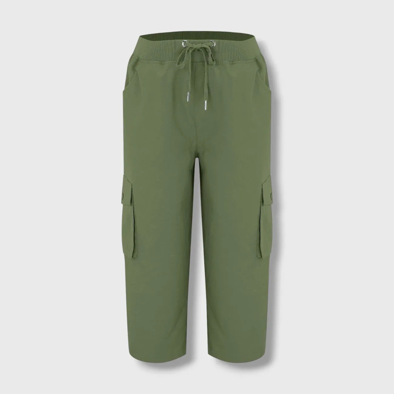 Pantalon Corsaire Femme Léger et Extensible pour Randonnée, Taille Élastiquée à Cordon et Poches Cargo