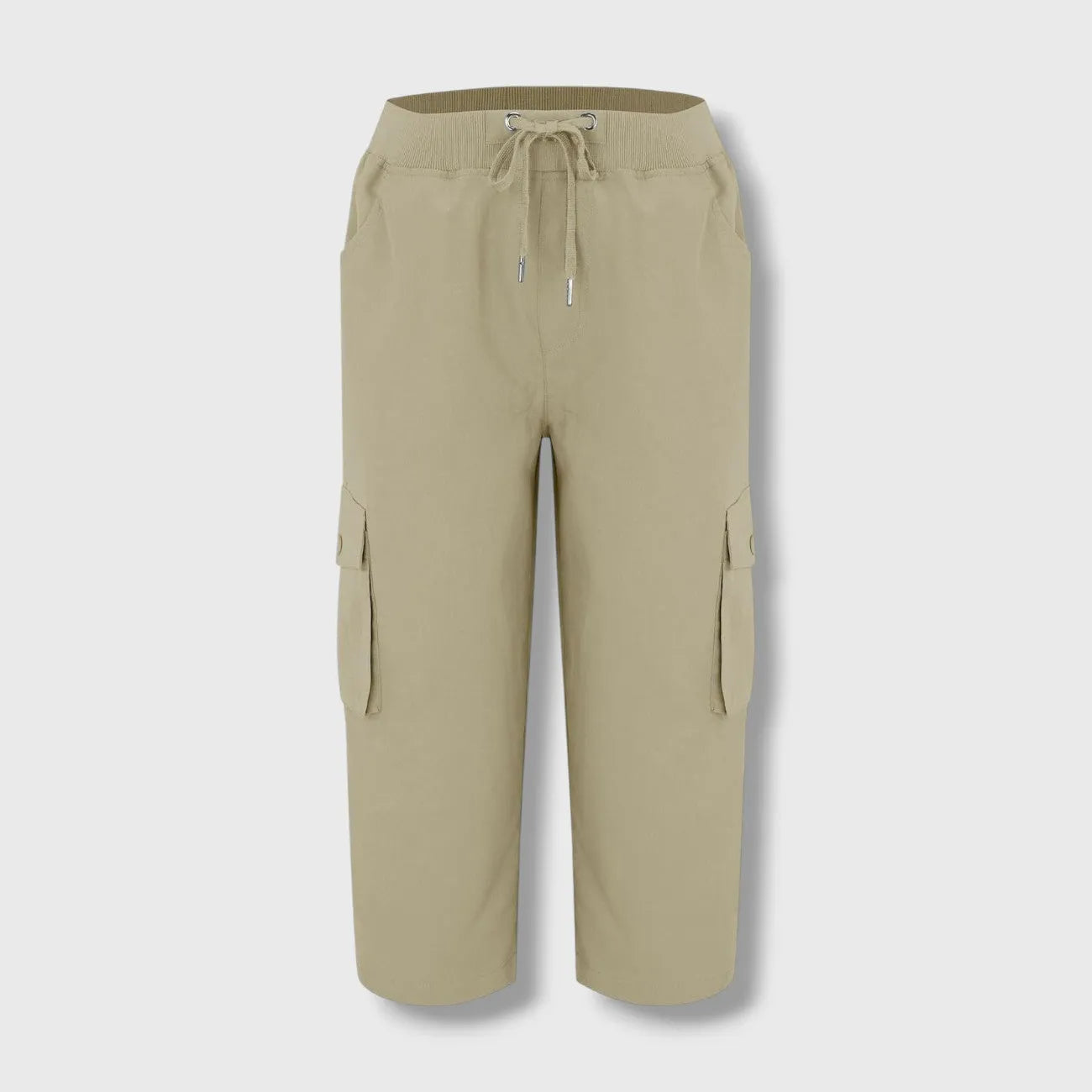 Pantalon Corsaire Femme Léger et Extensible pour Randonnée, Taille Élastiquée à Cordon et Poches Cargo