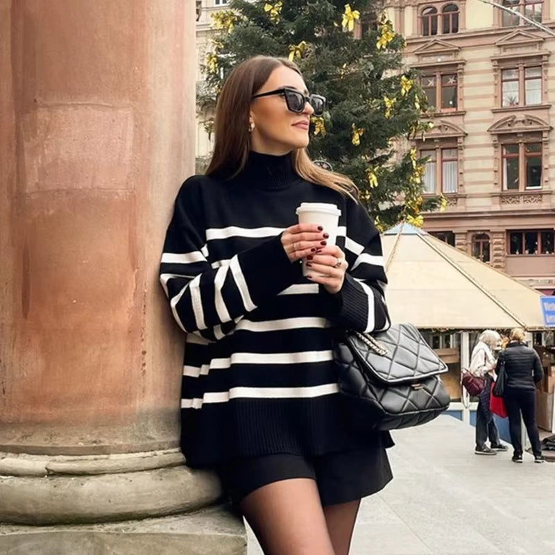 Pull Femme à Rayures Hivernales