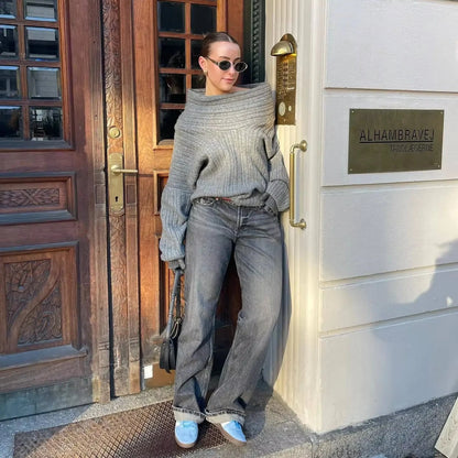 Løs genser med lange ermer for dame