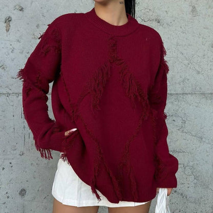Pull en Laine Chaud avec Détails Tissés