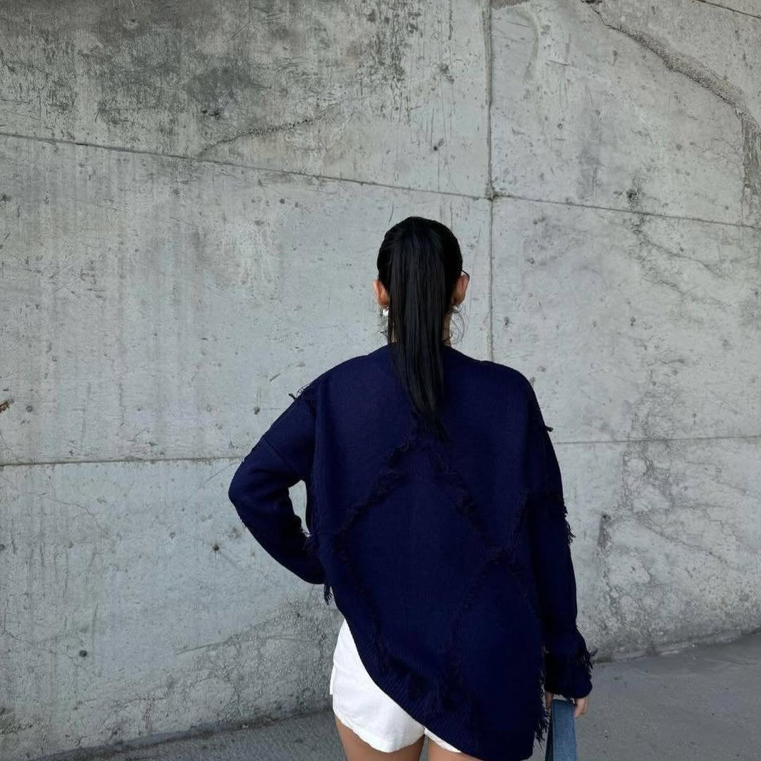 Pull en Laine Chaud avec Détails Tissés