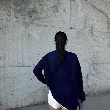 Pull en Laine Chaud avec Détails Tissés