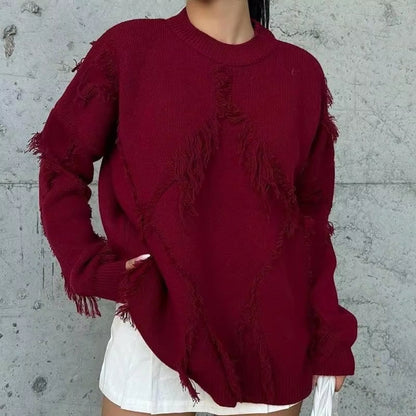 Pull en Laine Chaud avec Détails Tissés