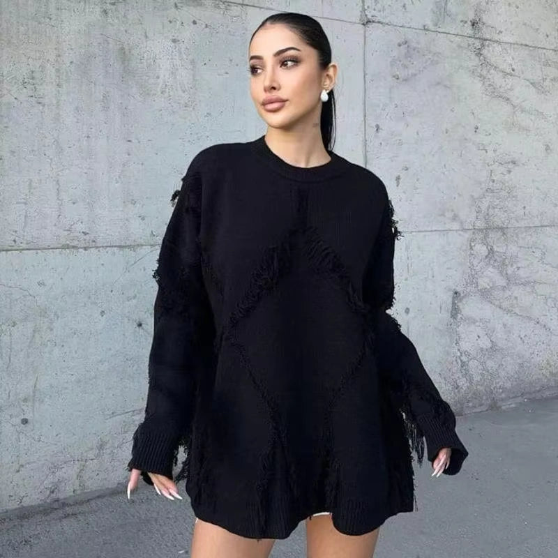 Pull en Laine Chaud avec Détails Tissés