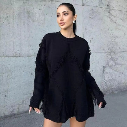 Pull en Laine Chaud avec Détails Tissés