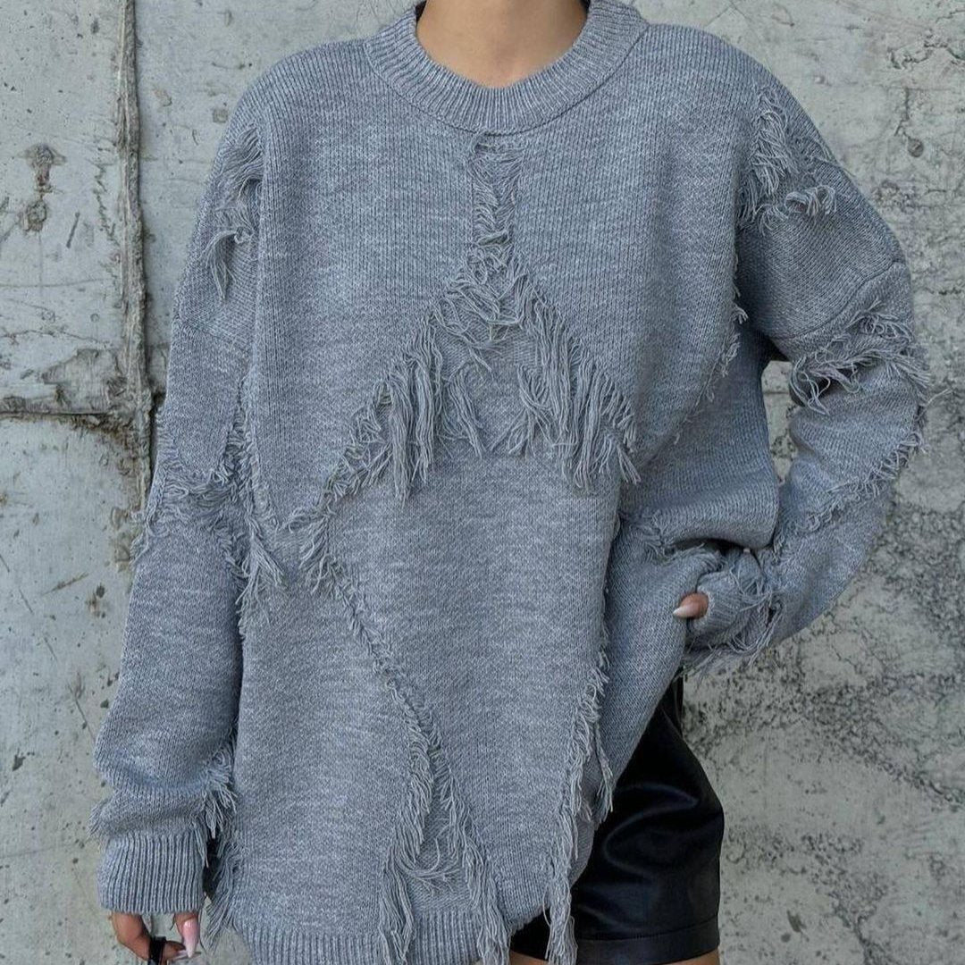 Pull en Laine Chaud avec Détails Tissés