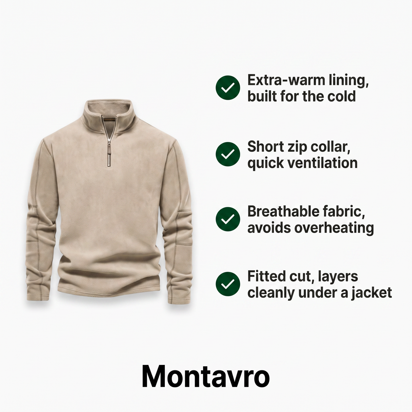 Premium Men's Extra Warm Ski Sweater with Zip