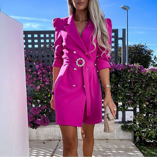 Robe Blazer Femme Double Boutonnage - Manches Longues élégante
