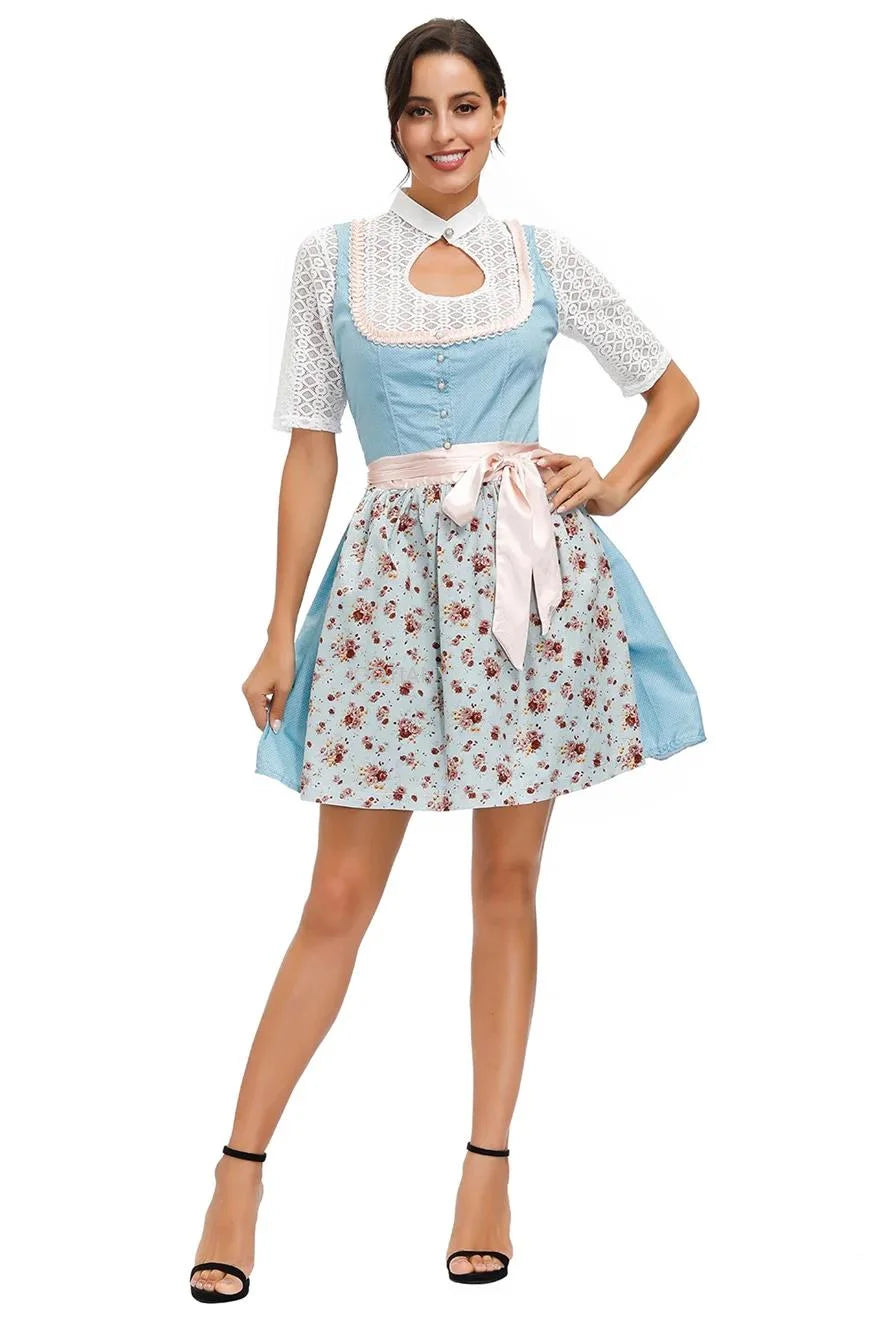 Robe Dirndl Femme - Jupe Évasée avec Tablier
