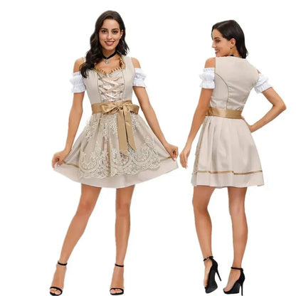 Robe Dirndl Femme - Jupe Évasée avec Tablier