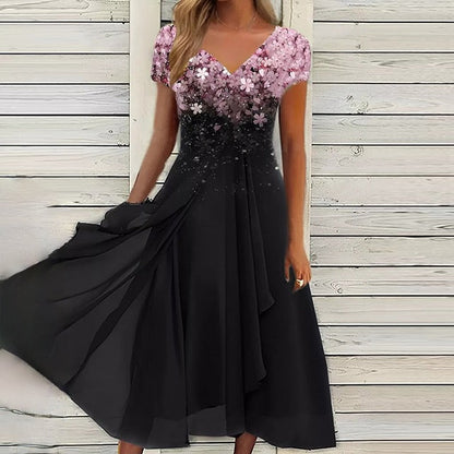 Robe Femme - Col V - Manches Courtes
