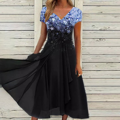 Robe Femme - Col V - Manches Courtes
