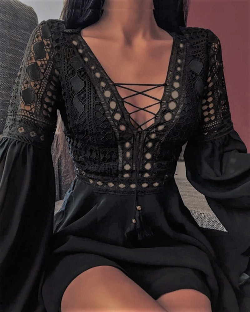 Robe Femme – Manches Longues Évasées