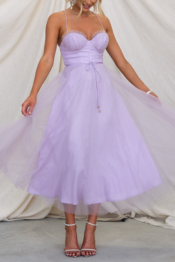 Robe Femme - Taille Cintrée - Jupe Midi Évasée Fluide