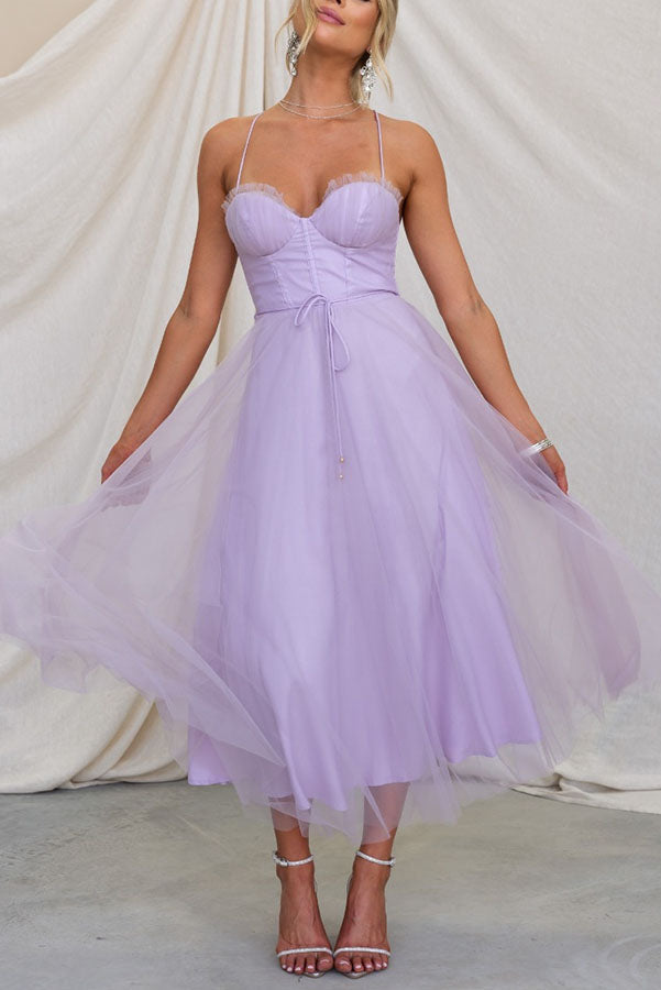 Robe Femme - Taille Cintrée - Jupe Midi Évasée Fluide