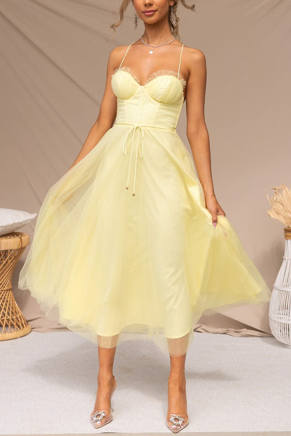 Robe Femme - Taille Cintrée - Jupe Midi Évasée Fluide